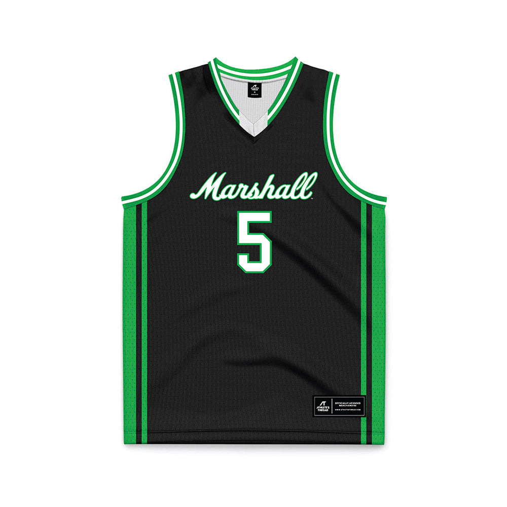 Marshall - NCAA Men's Basketball : Noah Otshudi - Black Basketball Jersey-0