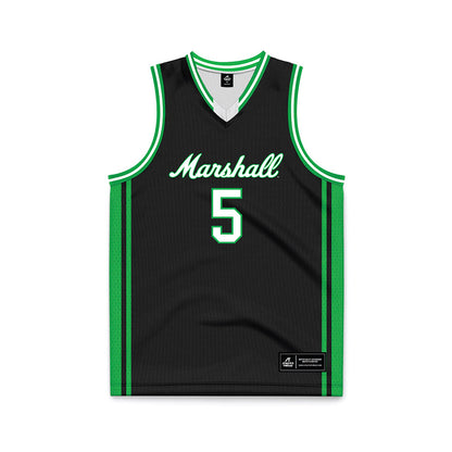 Marshall - NCAA Men's Basketball : Noah Otshudi - Black Basketball Jersey-0