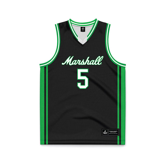 Marshall - NCAA Men's Basketball : Noah Otshudi - Black Basketball Jersey-0