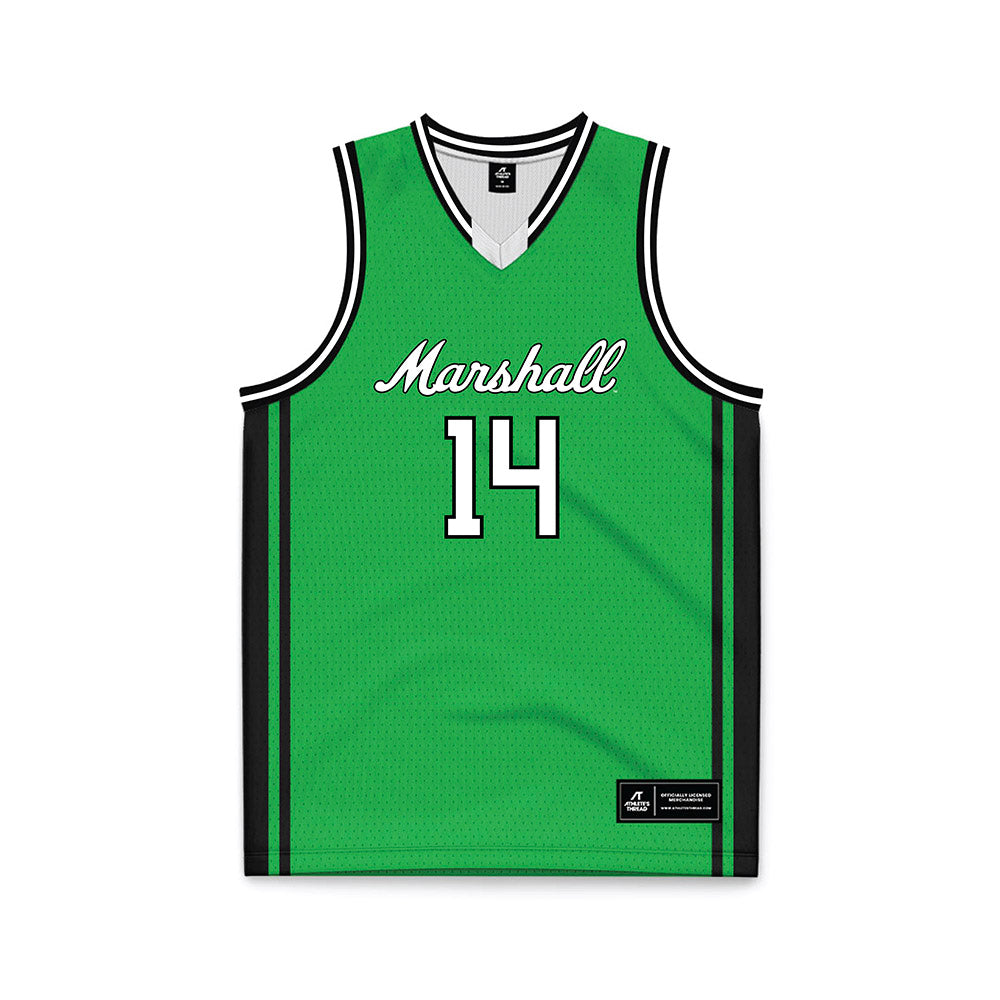 Marshall - NCAA Men's Basketball : Grant Moore - Green Basketball Jersey-0