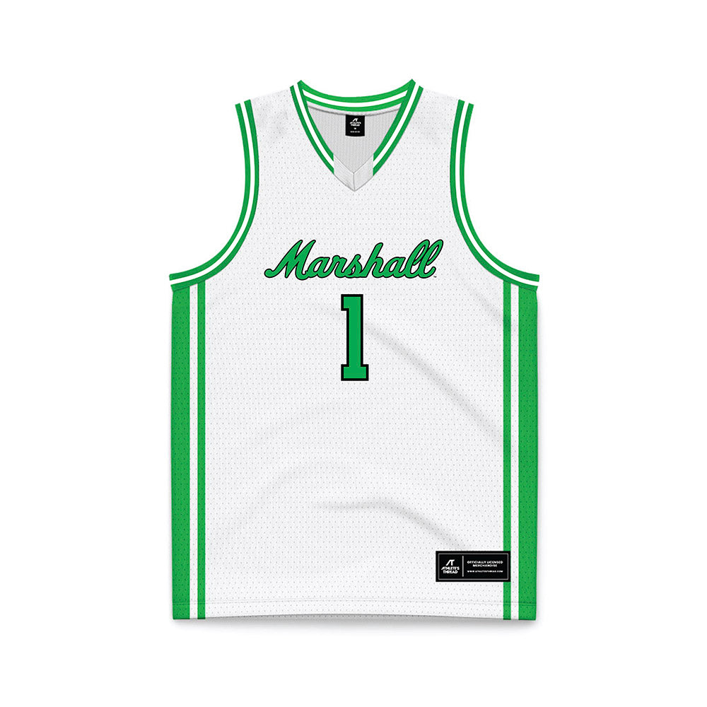 Marshall - NCAA Men's Basketball : Kaiden White - White Basketball Jersey-0
