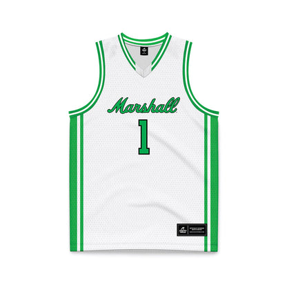 Marshall - NCAA Men's Basketball : Kaiden White - White Basketball Jersey-0