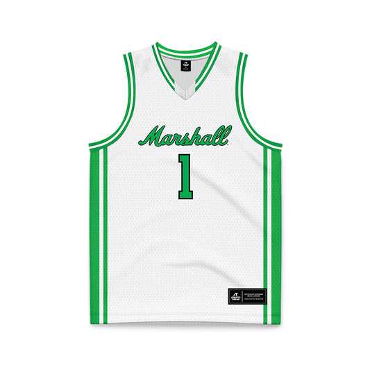 Marshall - NCAA Men's Basketball : Kaiden White - White Basketball Jersey-0