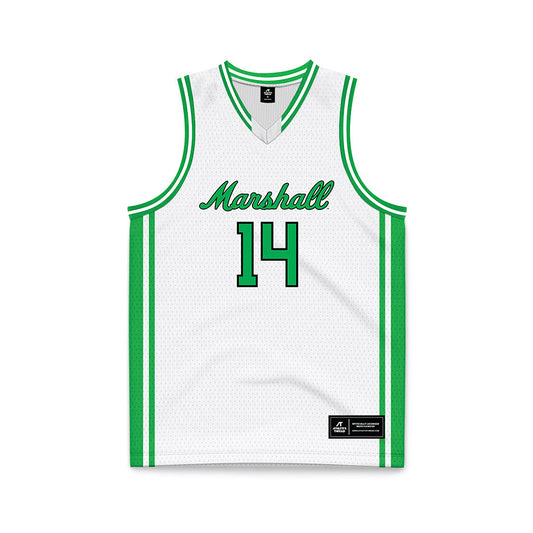 Marshall - NCAA Men's Basketball : Grant Moore - White Basketball Jersey-0