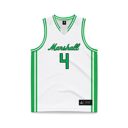 Marshall - NCAA Men's Basketball : Andrew Fuquay - White Basketball Jersey-0