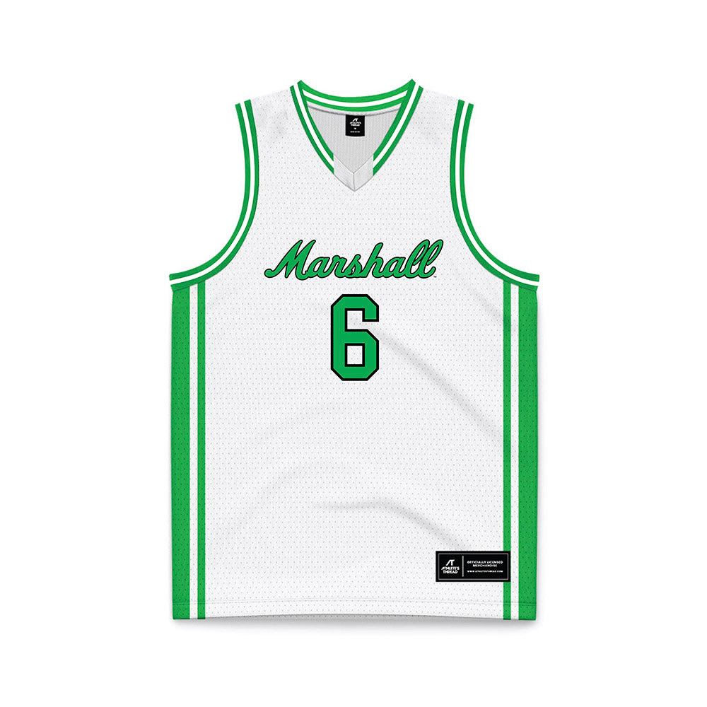 Marshall - NCAA Men's Basketball : Landen Joseph - White Basketball Jersey-0