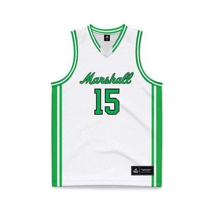 Marshall - NCAA Men's Basketball : Caleb Hollenbeck - White Basketball Jersey-0