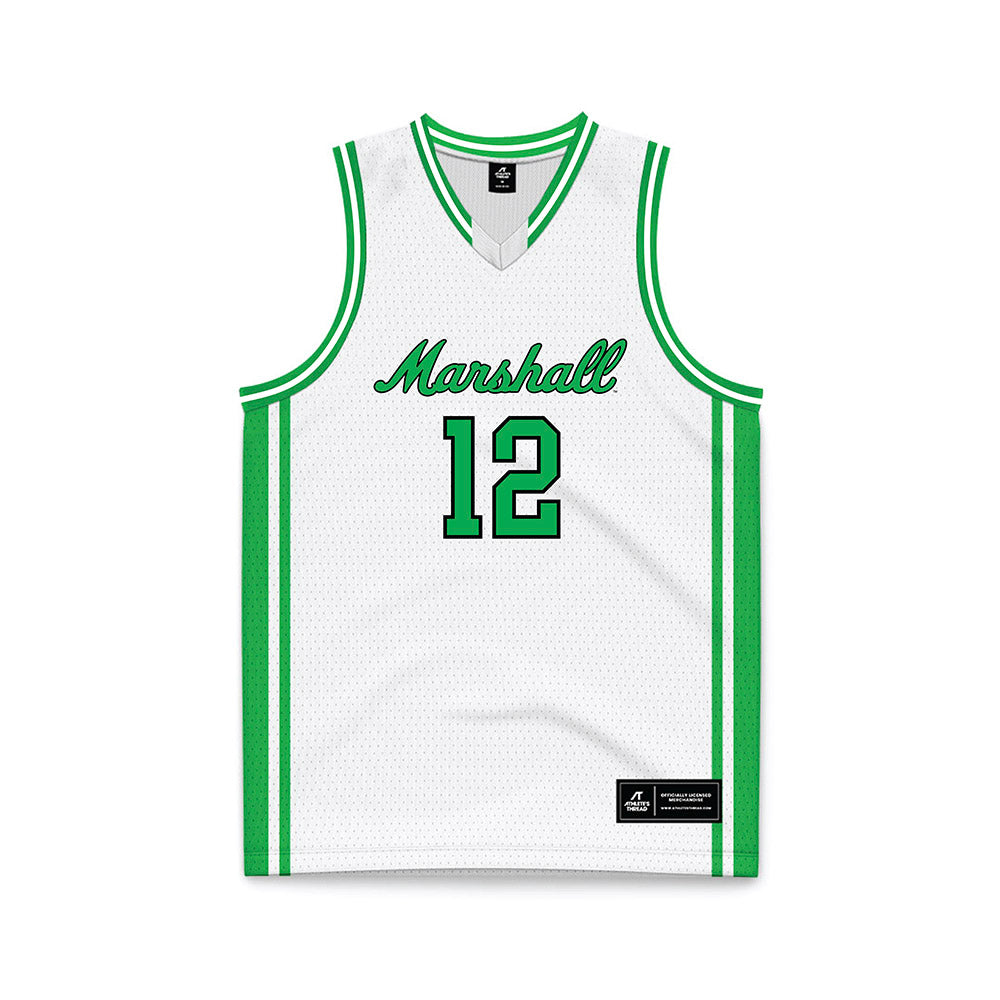 Marshall - NCAA Men's Basketball : Will Moore - White Basketball Jersey-0