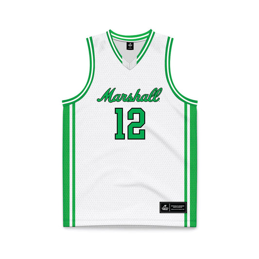 Marshall - NCAA Men's Basketball : Will Moore - White Basketball Jersey-0