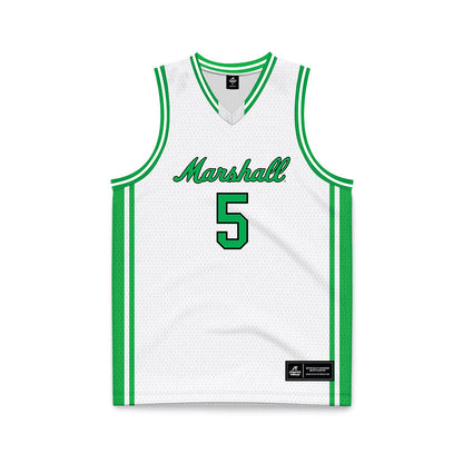 Marshall - NCAA Men's Basketball : Noah Otshudi - White Basketball Jersey-0