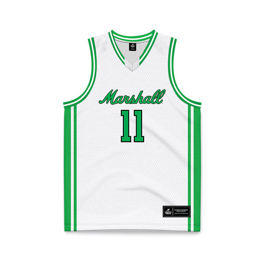 Marshall - NCAA Men's Basketball : Erich Harding - White Basketball Jersey-0