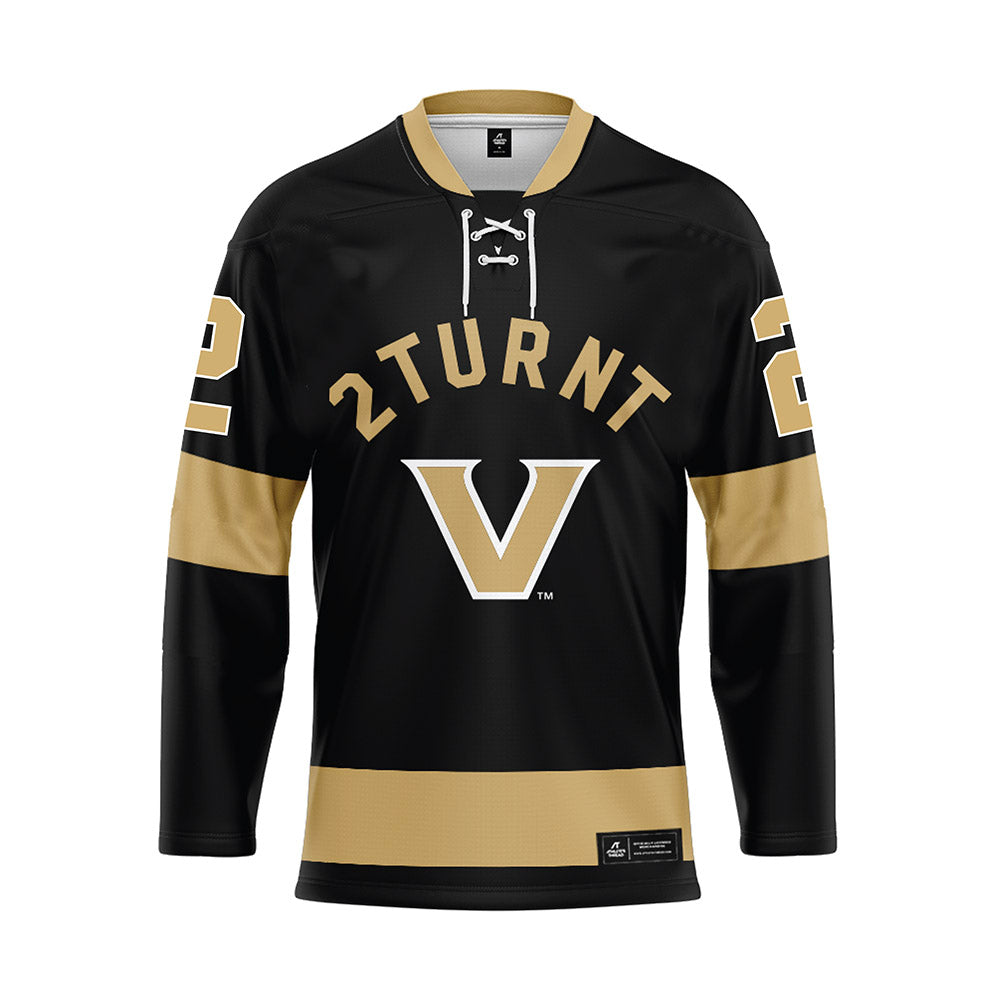 Vanderbilt - NCAA Football : Diego Pavia - 2 Turnt Black Hockey Jersey-0