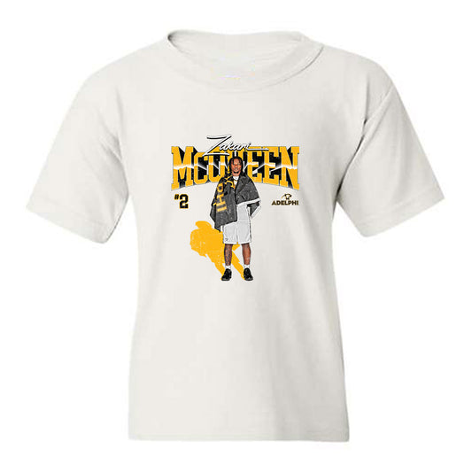 Adelphi - NCAA Men's Basketball : Zakari McQueen - Collage Youth T-Shirt-0