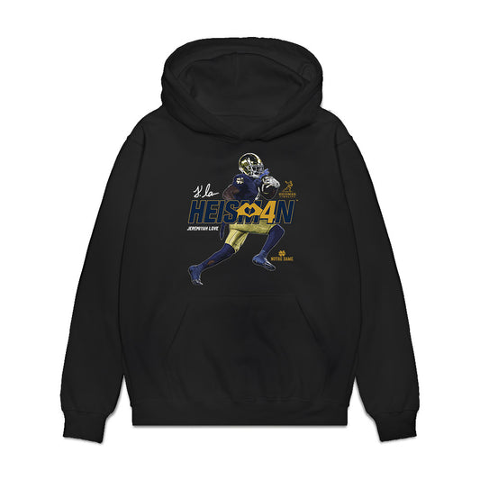 Notre Dame - NCAA Football : Jeremiyah Love - Heisman Finalist Premium Hooded Sweatshirt-0