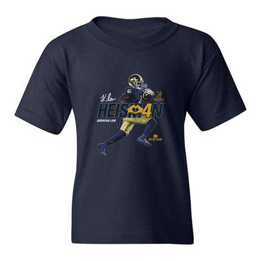 Notre Dame - NCAA Football : Jeremiyah Love - Heisman Finalist Youth T-Shirt-0
