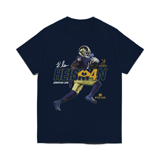 Notre Dame - NCAA Football : Jeremiyah Love - Heisman Comfort Colors T-Shirt-0