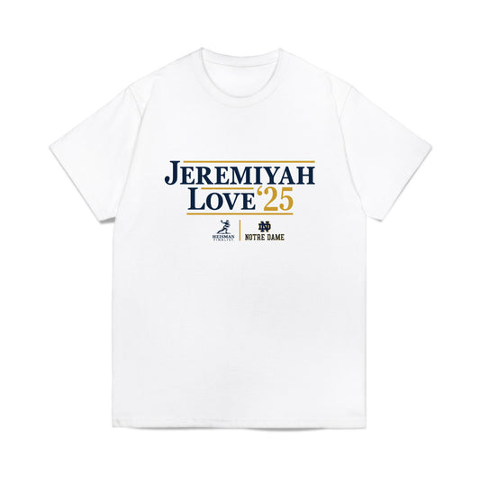 Notre Dame - NCAA Football : Jeremiyah Love - Heisman Finalist Campaign Comfort Colors T-Shirt-0