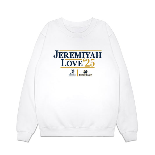 Notre Dame - NCAA Football : Jeremiyah Love - Heisman Finalist Campaign Premium Crewneck Sweatshirt-0