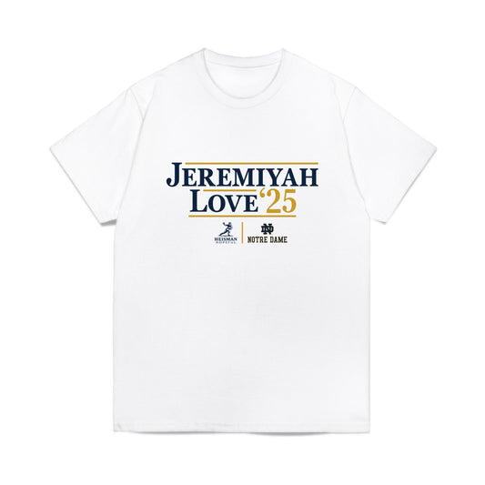 Notre Dame - NCAA Football : Jeremiyah Love - Heisman Campaign Comfort Colors T-Shirt-0