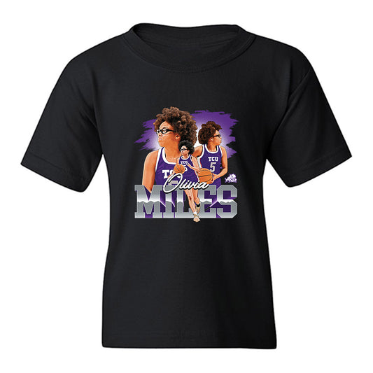 TCU - NCAA Women's Basketball : Olivia Miles - Collage Youth T-Shirt-0