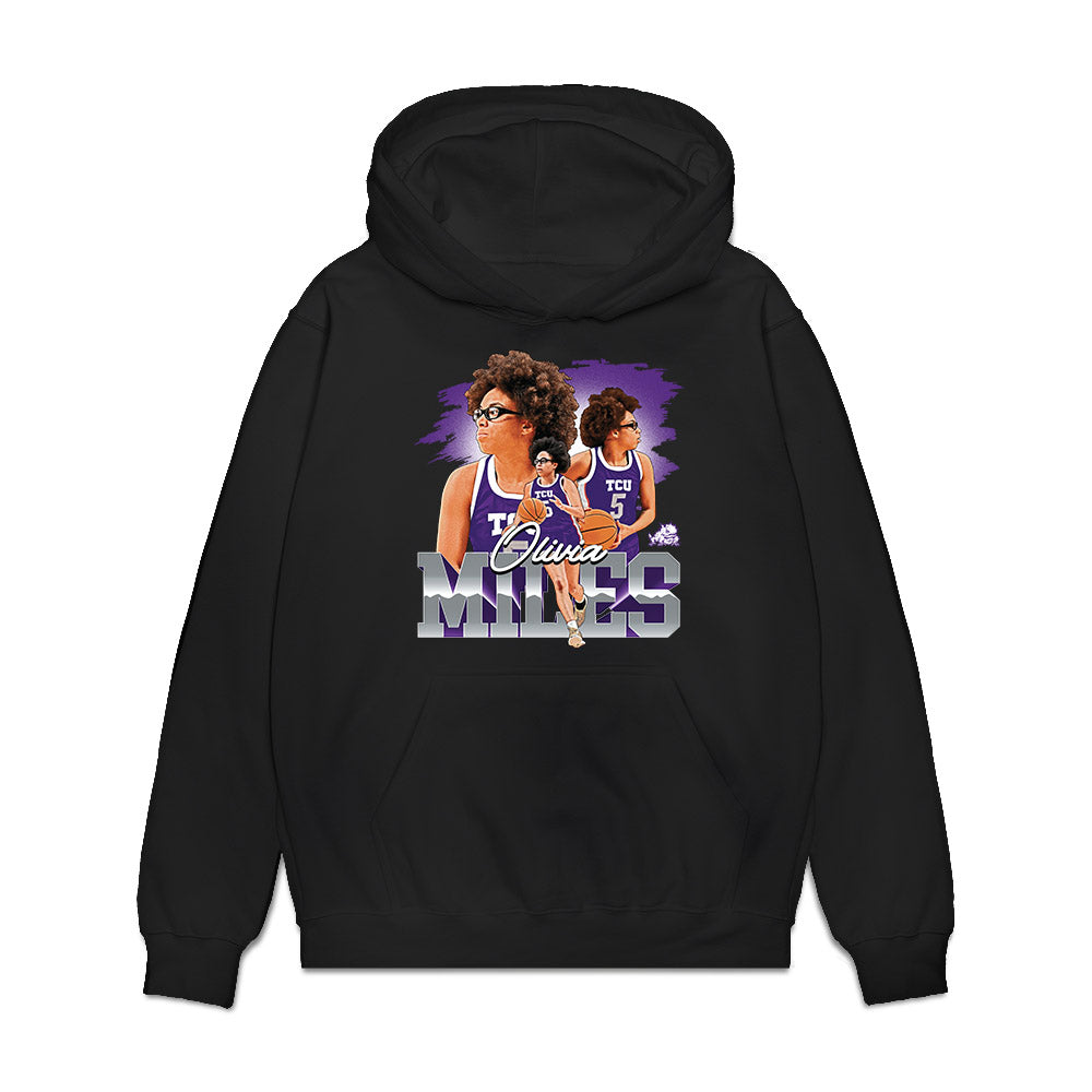 TCU - NCAA Women's Basketball : Olivia Miles - Collage Premium Hooded Sweatshirt-0