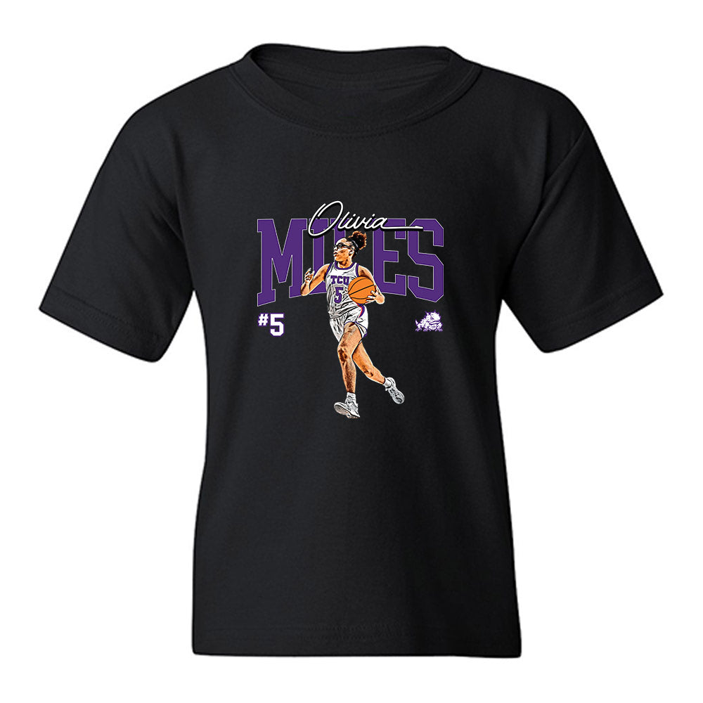 TCU - NCAA Women's Basketball : Olivia Miles - Caricature Youth T-Shirt-0
