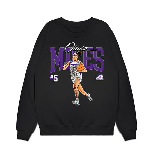 TCU - NCAA Women's Basketball : Olivia Miles - Caricature Premium Crewneck Sweatshirt-0