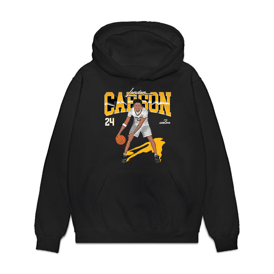 Adelphi - NCAA Men's Basketball : London Carson - Collage Premium Hooded Sweatshirt-0
