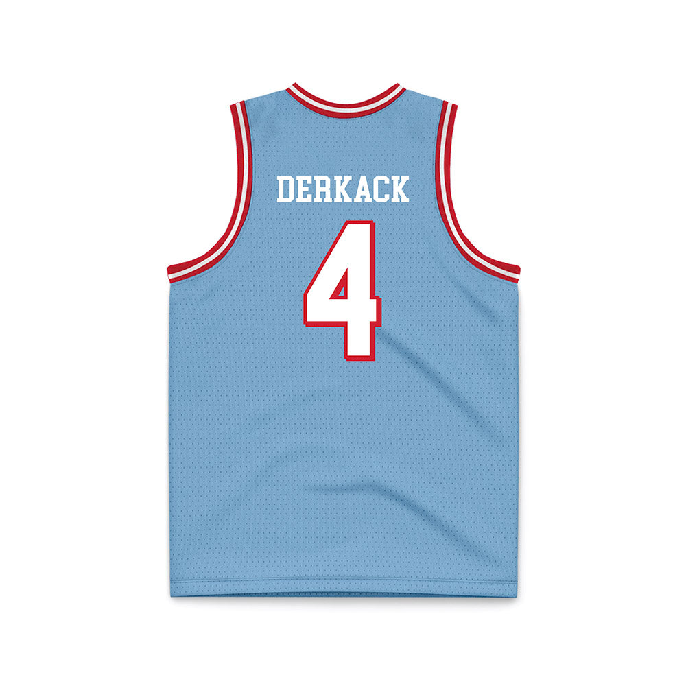 Dayton - NCAA Men's Basketball : Jordan Derkack - Chapel Blue Basketball Jersey-1
