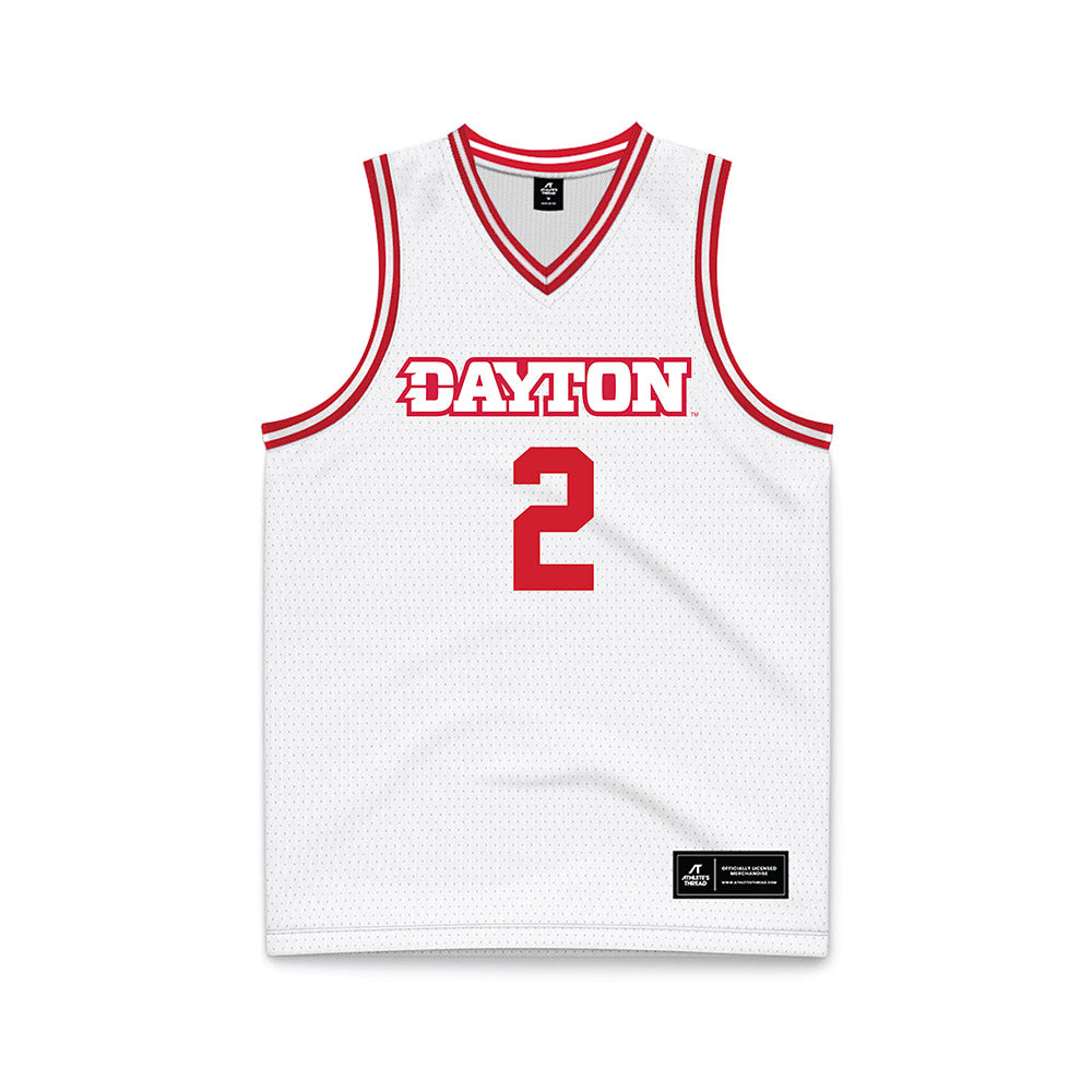 Dayton - NCAA Men's Basketball : De'Shayne Montgomery - White Basketball Jersey-0