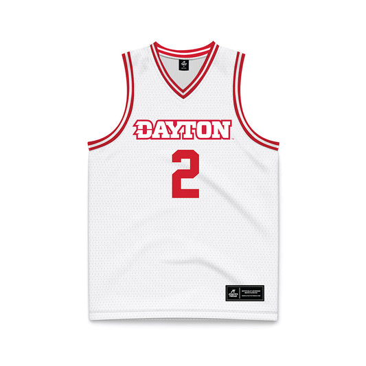 Dayton - NCAA Men's Basketball : De'Shayne Montgomery - White Basketball Jersey-0