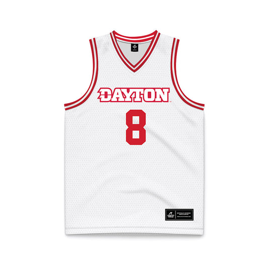 Dayton - NCAA Men's Basketball : Jaron McKie - White Basketball Jersey-0