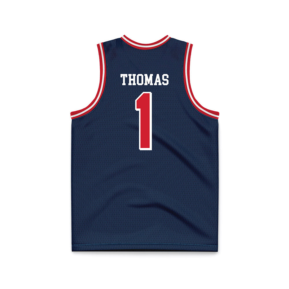 Dayton - NCAA Men's Basketball : Malcolm Thomas - Navy Basketball Jersey-1