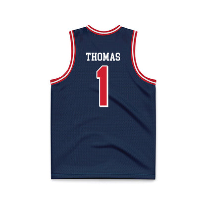 Dayton - NCAA Men's Basketball : Malcolm Thomas - Navy Basketball Jersey-1