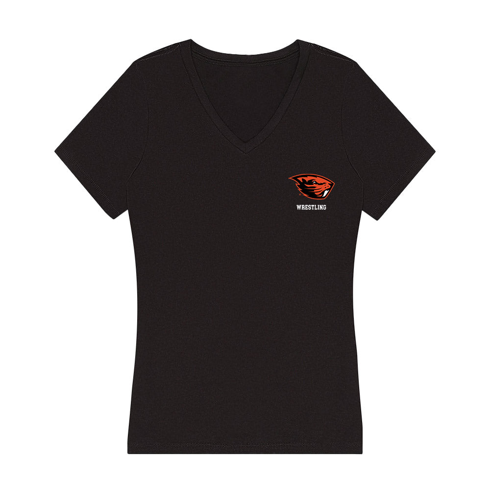 Oregon State - NCAA Wrestling : Adrien Reyes - Women's V-Neck T-Shirt-0