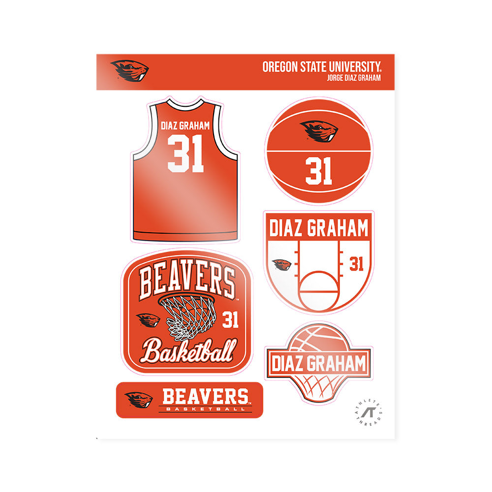 Oregon State - NCAA Men's Basketball : Jorge Diaz Graham - Sticker Sheet-0