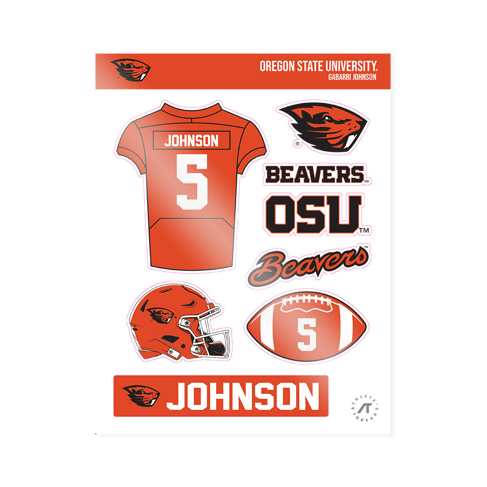 Oregon State - NCAA Football : Gabarri Johnson - Sticker Sheet-0