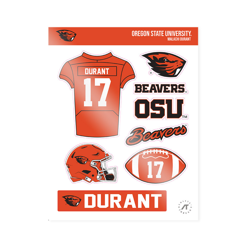 Oregon State - NCAA Football : Malachi Durant - Sticker Sheet-0