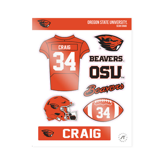 Oregon State - NCAA Football : Sean Craig - Sticker Sheet-0