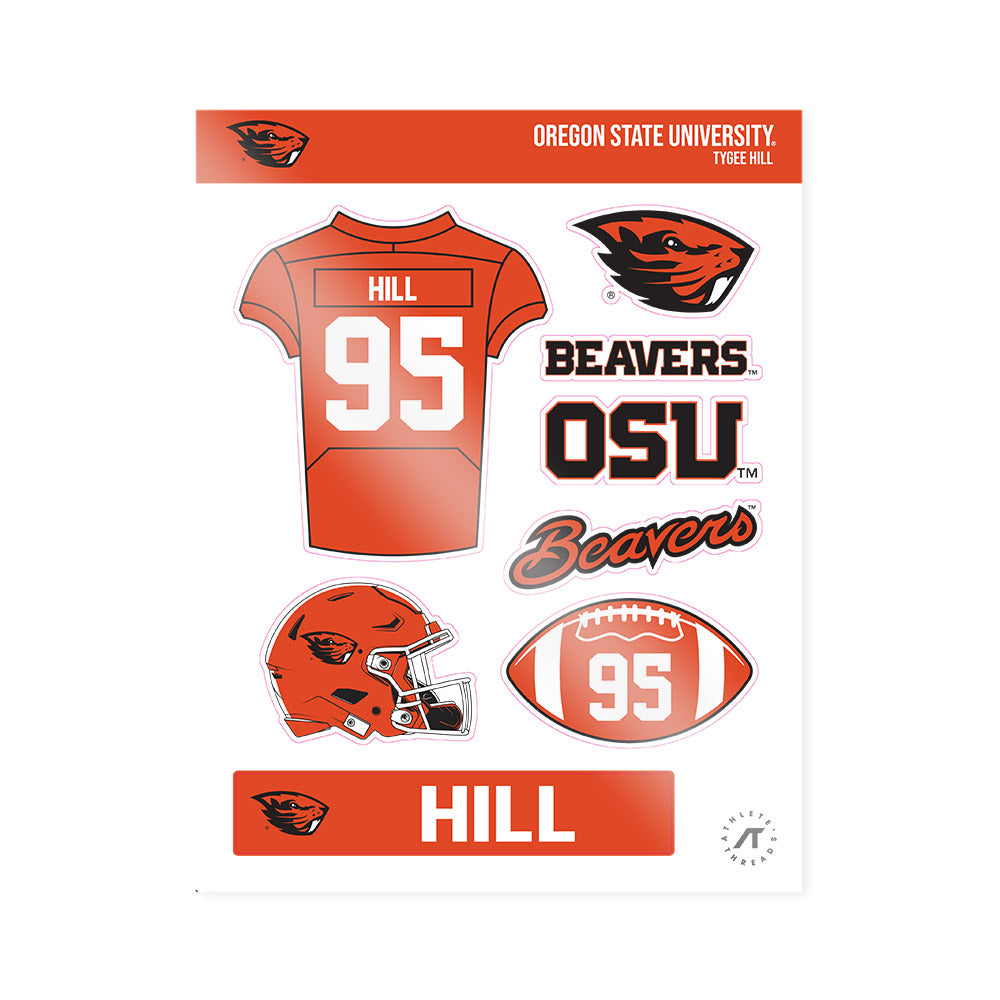 Oregon State - NCAA Football : Tygee Hill - Sticker Sheet-0