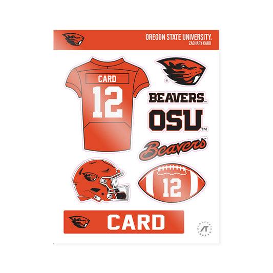 Oregon State - NCAA Football : Zachary Card - Sticker Sheet-0