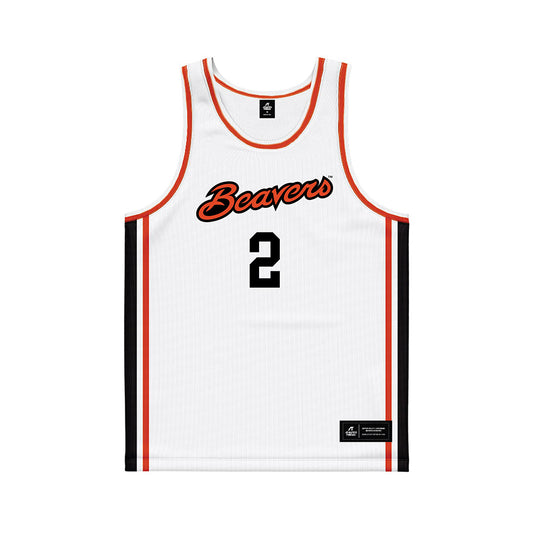 Oregon State - NCAA Men's Basketball : Josiah Lake II - White Basketball Jersey-0