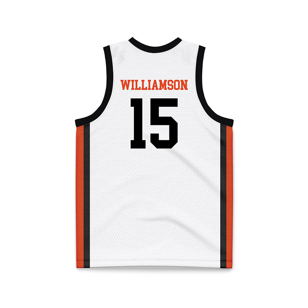 Oregon State - NCAA Women's Basketball : Lizzy Williamson - White Basketball Jersey-1