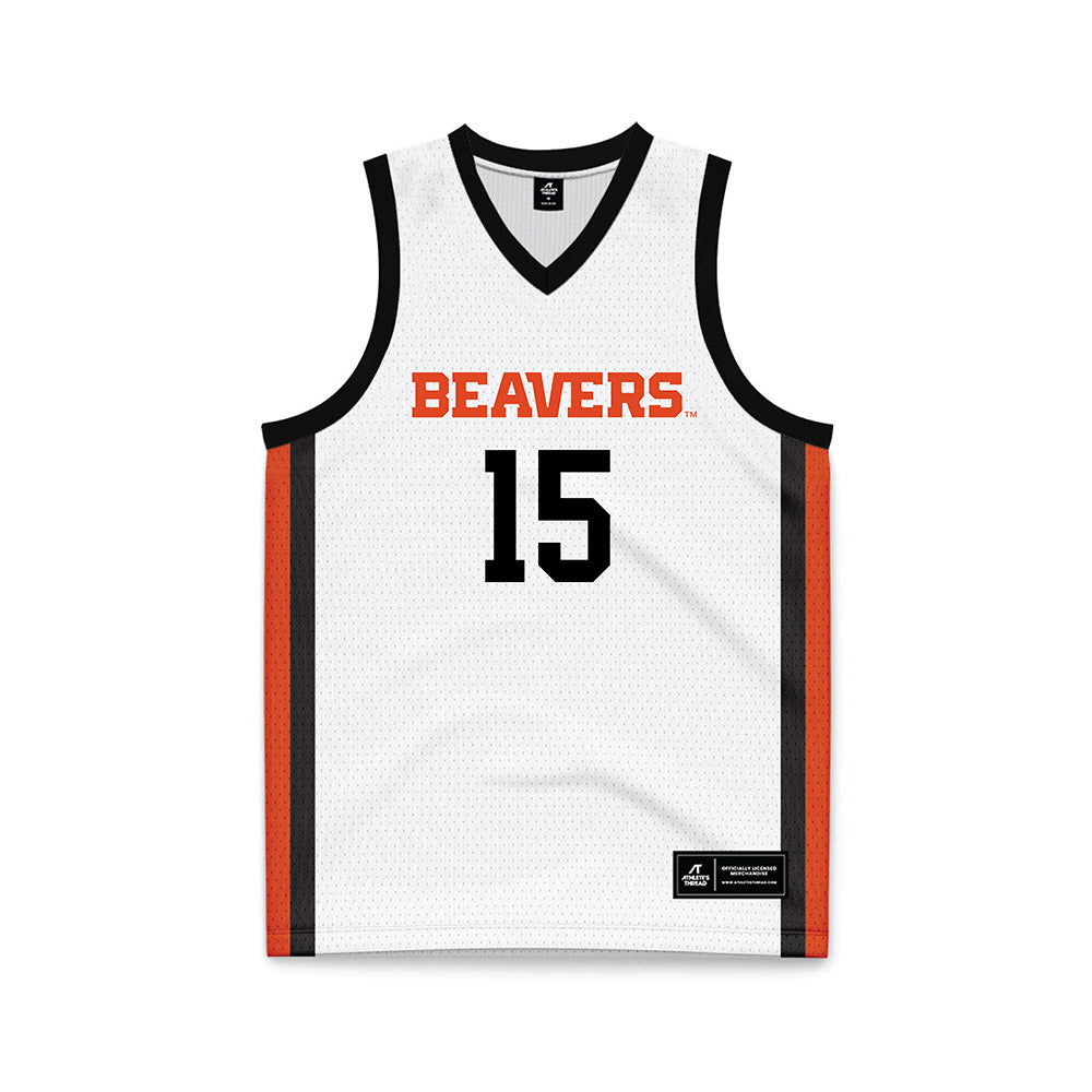 Oregon State - NCAA Women's Basketball : Lizzy Williamson - White Basketball Jersey-0