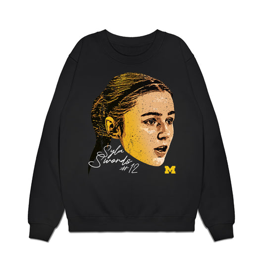 Michigan - NCAA Women's Basketball : Syla Swords - Game Face Premium Crewneck Sweatshirt-0