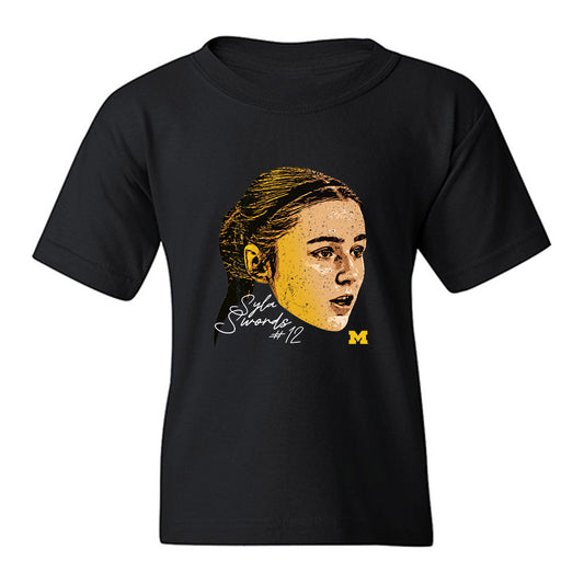 Michigan - NCAA Women's Basketball : Syla Swords - Game Face Youth T-Shirt-0