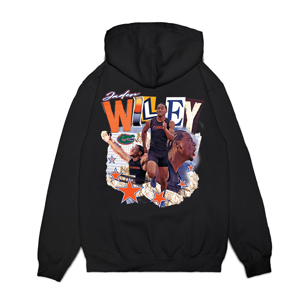 Florida - NCAA Men's Track & Field : Jaden Wiley - Cut out Collage Premium Hooded Sweatshirt-1