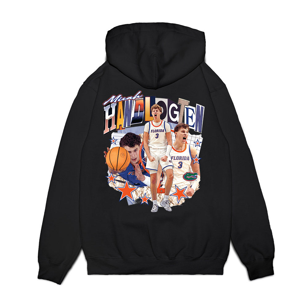 Florida - NCAA Men's Basketball : Micah Handlogten - Cutout Collage Premium Hooded Sweatshirt-1