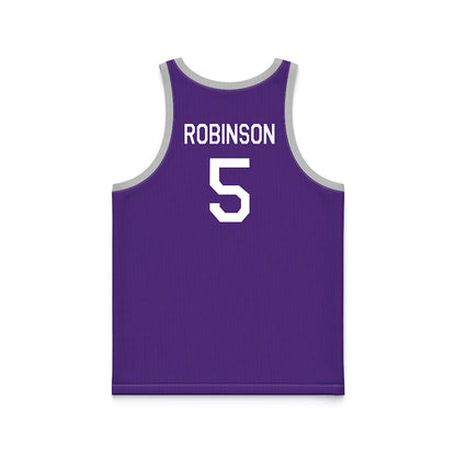 TCU - NCAA Men's Basketball : Micah Robinson - Purple Hardwood Basketball Jersey-1