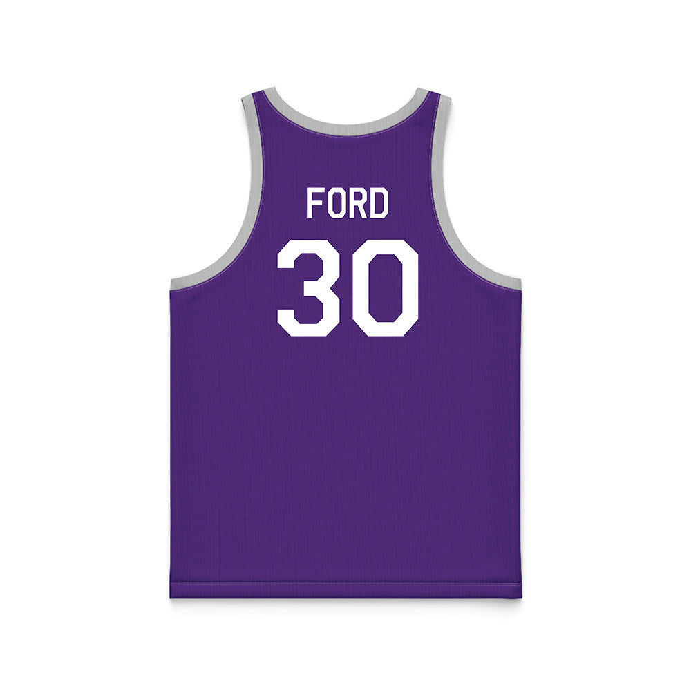 TCU - NCAA Men's Basketball : Darius Ford - Purple Hardwood Basketball Jersey-1